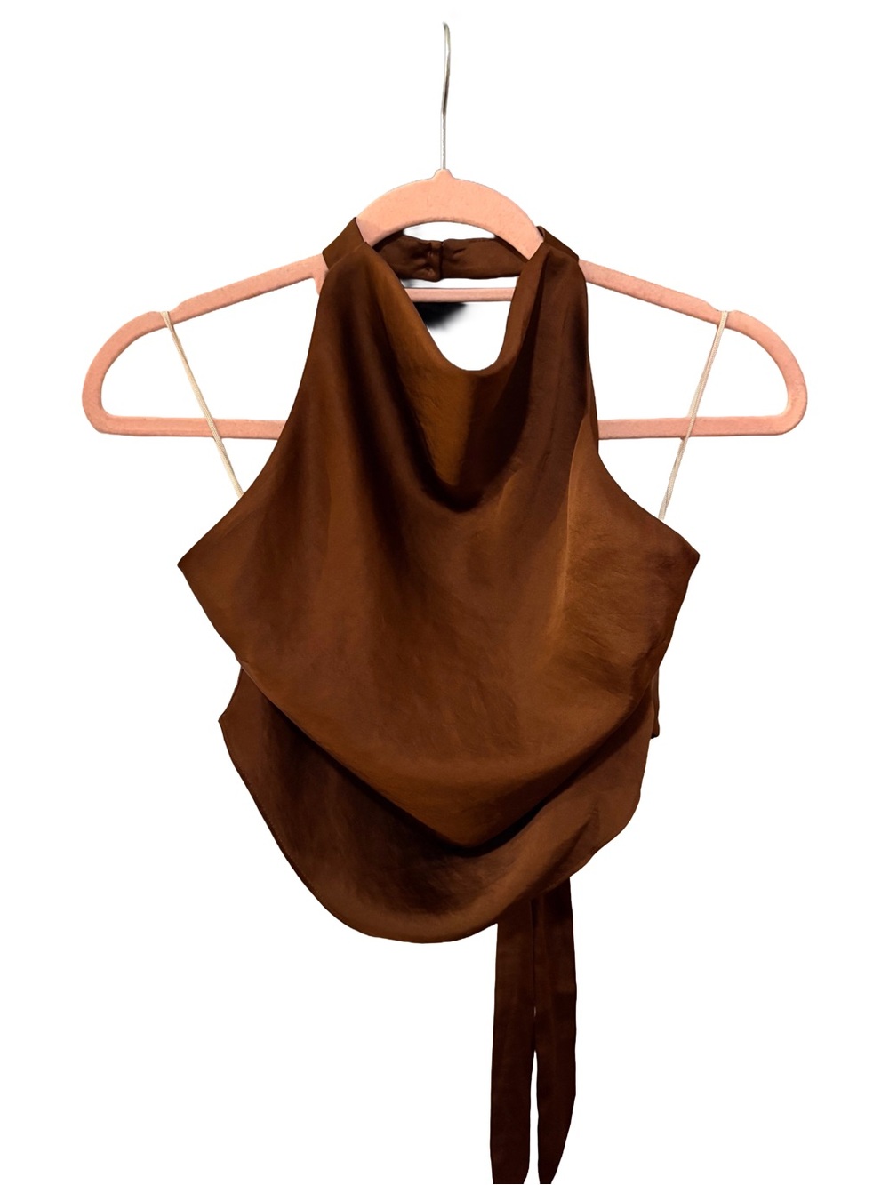 Aritzia Wilfred Martini Satin Halter Top - Cacao Brown - Size XS